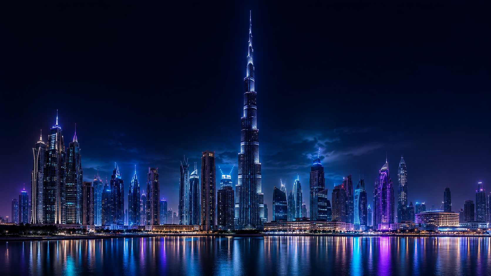 Dubai skyline at night